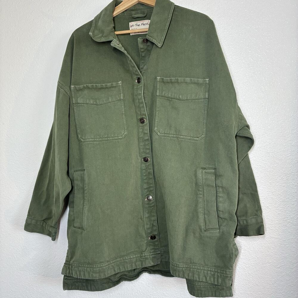 We The Free Madison City Denim Jacket Womens Medium Green Oversized